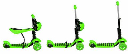 Hulajnoga trójkołowa 3w1 LED zielona