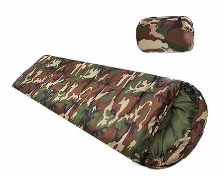 Śpiwór turystyczny z kapturem mumia moro