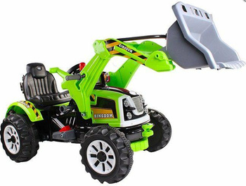 Traktor, koparka na akumulator zielona