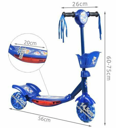 Hulajnoga świecąca/grająca niebieska