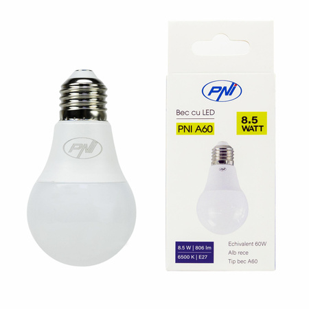 Żarówka LED PNI A60, 8,5 W, 806 lm, 6500