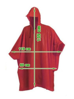 Ponczo Przeciwdeszczowe Rowerowe Czerwon