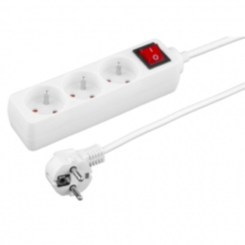 Listwa 3 Gniazda Uziemienie 1,5 M Biała