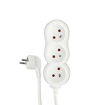 Przedłużacz 3 Gniazda 3m Z biało szary