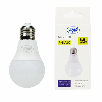 Żarówka LED PNI A60, 8,5 W, 806 lm, 6500